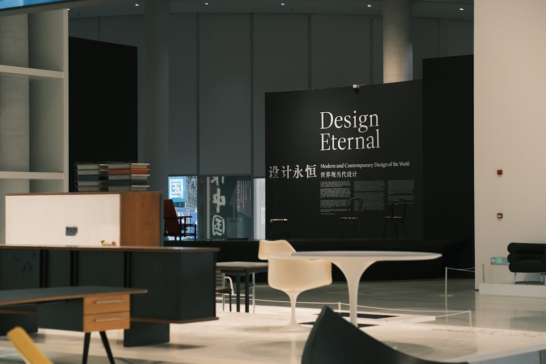 Bright modern office reception area with seating